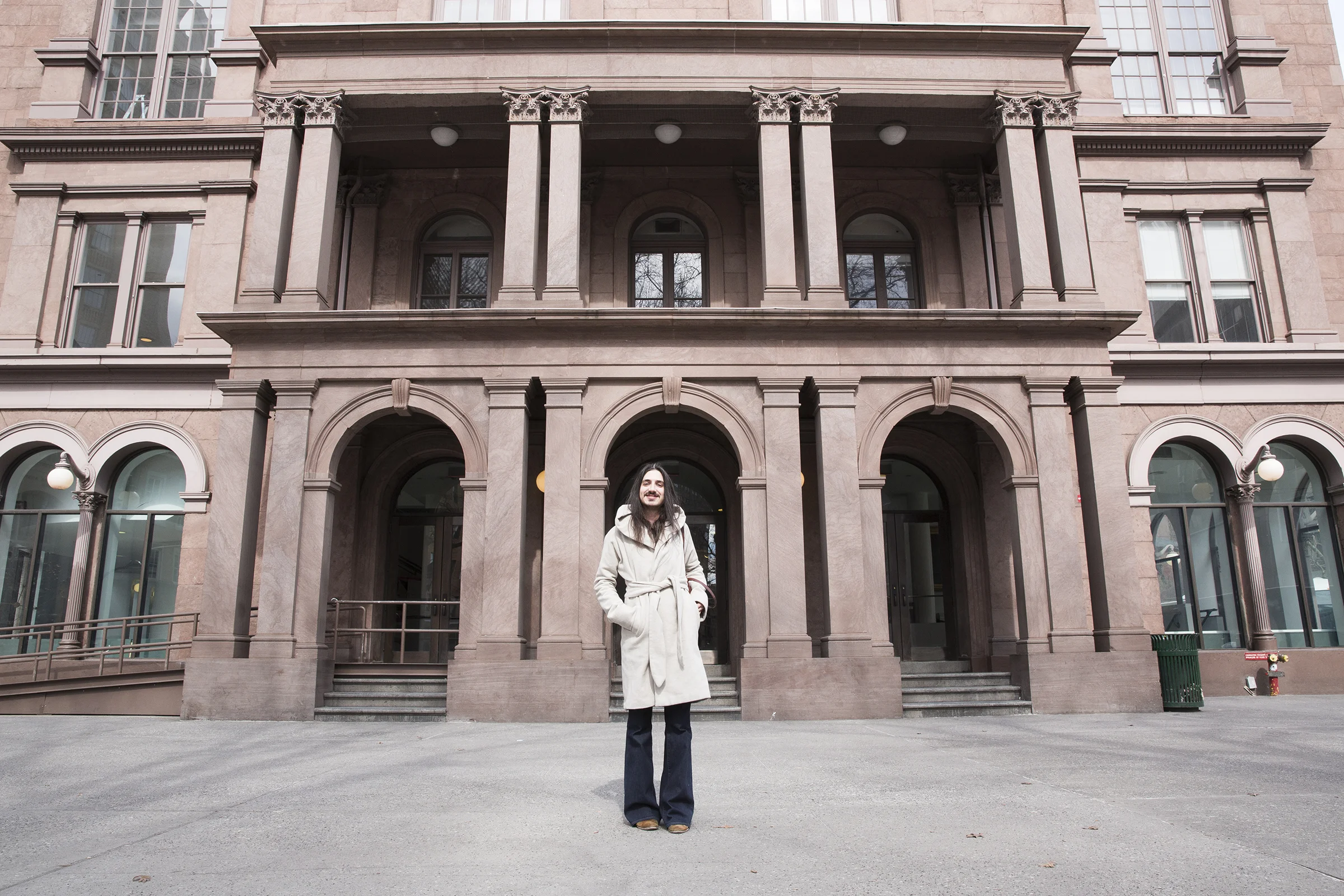  Aaron stands in front of The Cooper Union Foundation Building on East 7th Street in New York City. They completed the Type@Cooper program and learned about TypeThursday.  