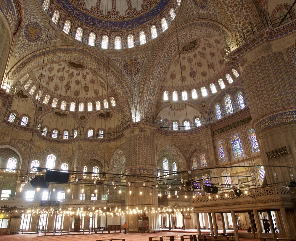  Inside the Blue Mosque in between prayers. 