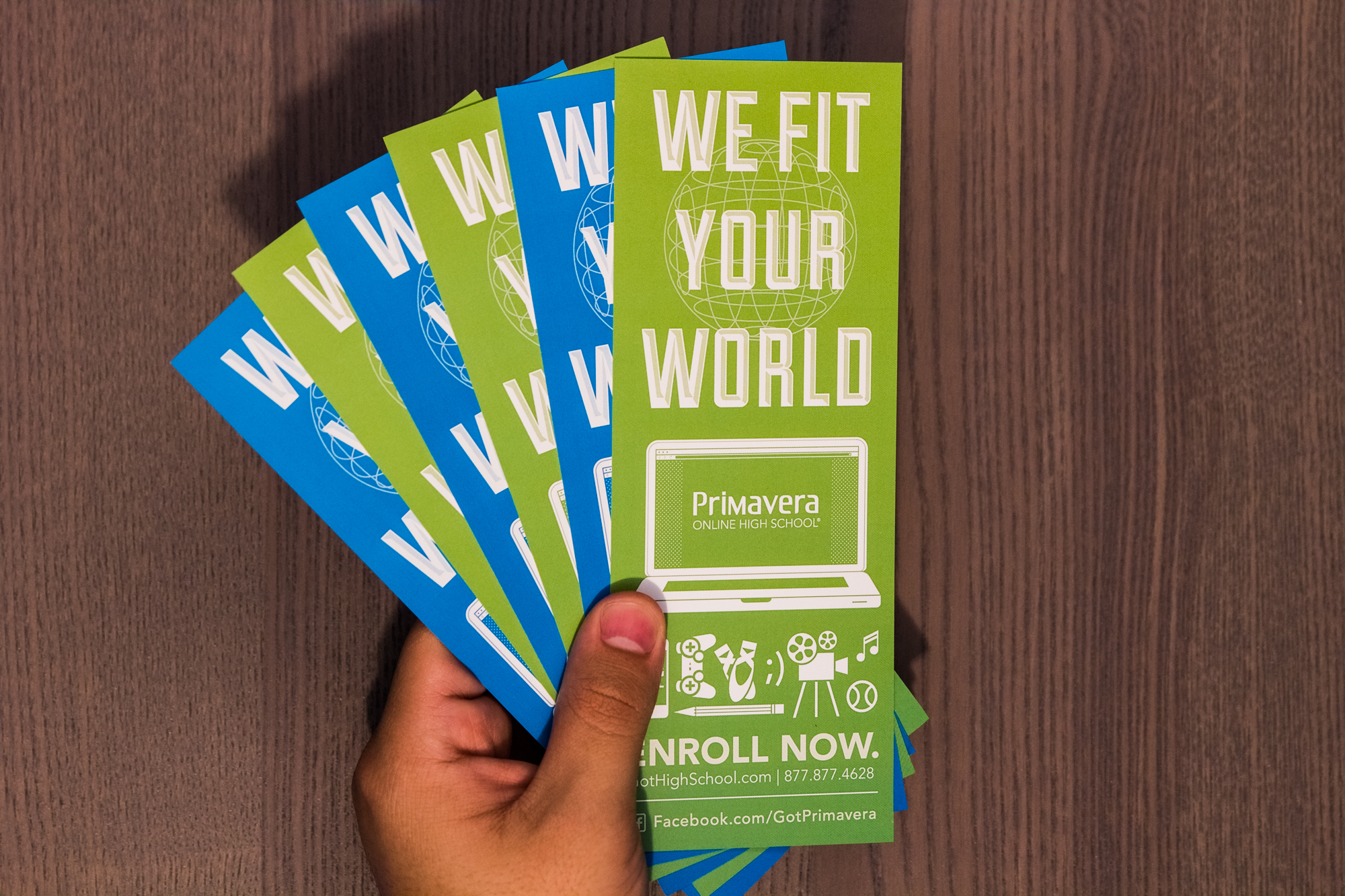 A great place to promote the convenience of online high school is at big local events like concerts and sporting arenas. These little handouts are easy to carry and have all the important information you would need to get the enrollment process rolling.