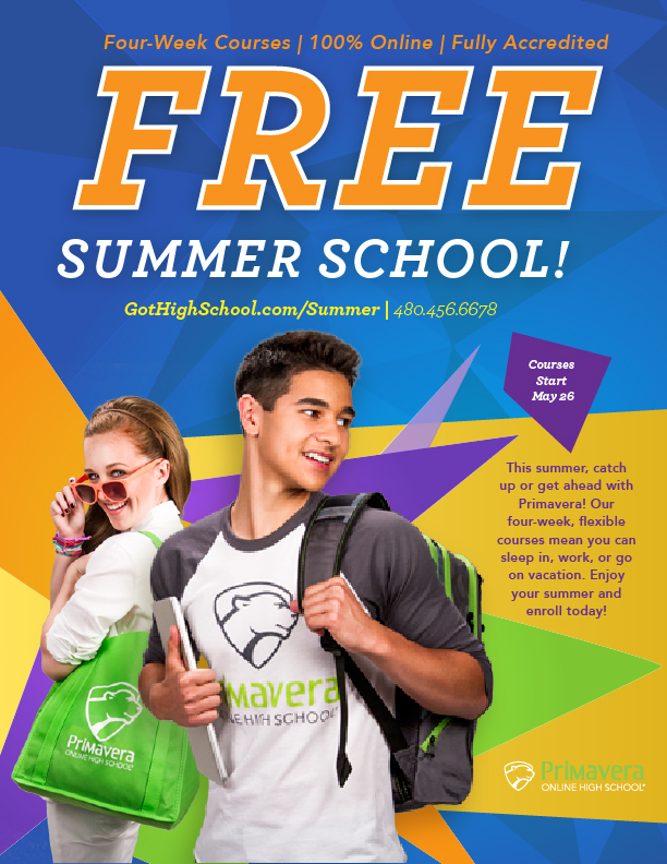Here is a magazine advertisement to promote summer school with Primavera Online High School.