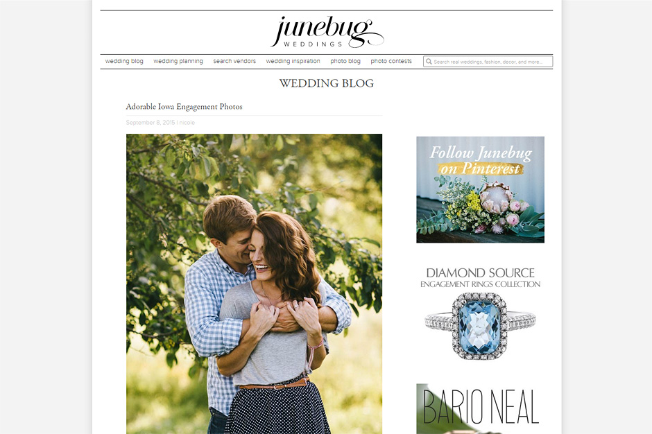 Blake and Justin are featured on Junebug Weddings