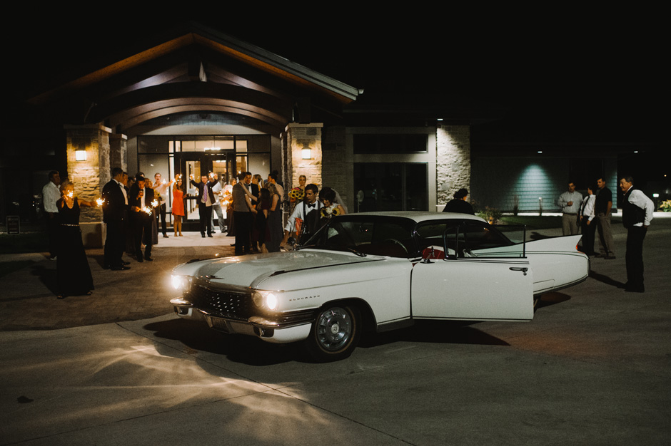 Blake and Justin have a sparkler exit from their reception only to realize their getaway caddy isn't working