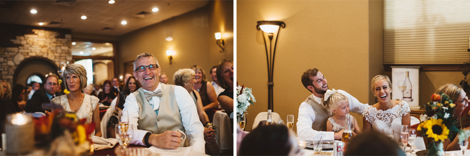 The reaction to a hilarious speech during Paige and Andrew's Carroll Wedding Reception