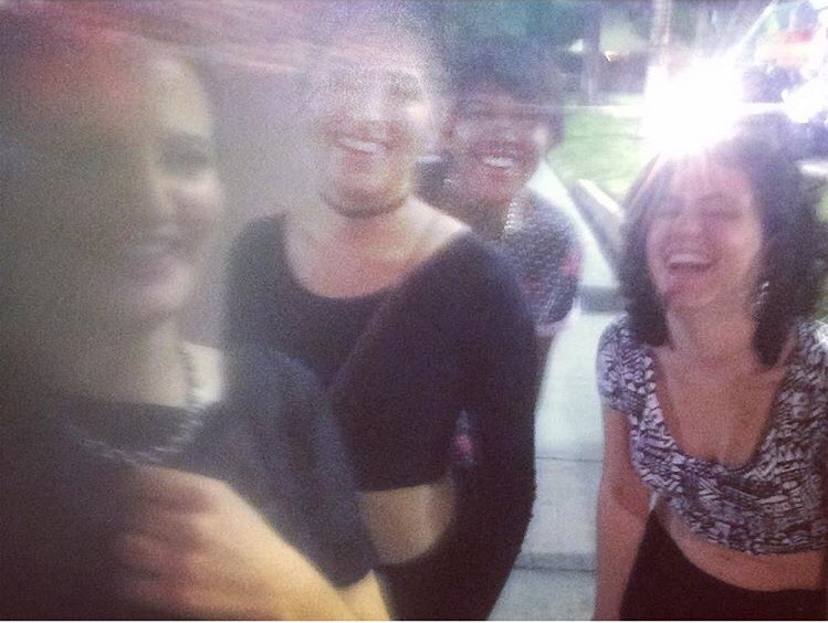 Awkward, yet charming selfie of "the squad" during our first official group foray into the lesbian nightlife. 