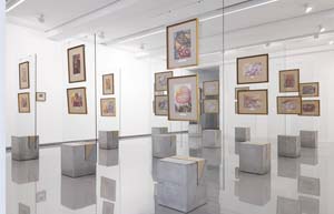 5 On the edge of the unknown: ‘Believe not every spirit, but try the spirits’: JENNY MCFARLANE Believe not every spirit, but try the spirits , 2015, exhibition view with Georgiana Houghton watercolours, Monash University Museum of Art, Melbourne; image courtesy the Victorian Spiritualists’ Union; photo: Zan Wimberley