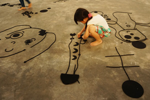 3 Present tense: The 2015 Jakarta Biennale: Vera Mey, Singapore Peter Robinson, Syntax System , 2015, installation view, Jakarta Biennale, 2015; die-cut felt, 1000 x 1000 x 30cm; documentation: Jakarta Biennale & 301 Studio