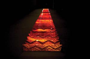 6 ‘Navigation Pacifica 2013’: Community as subject: KON GOURIOTIS Israel Tangaroa Birch, Ara-i-te-uru , 2011, lacquer on stainless steel, 150 x 150 x 900cm; image courtesy of City Gallery Wellington; photo: Andrew Beck