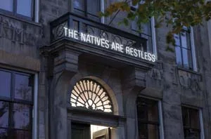 1 Suspended Histories, Museum Van Loon: SIOBHAN CAMPBELL Newell Harry, The Natives Are Restless , 2006/2013, neon sculpture; image courtesy the artist, photo: Thijs Wolzak