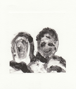 5 Drawn to Dust: Hill End reflections 2013: PAMELA FRENCH Pamela French, Husband and wife , 2013, monotype, 10 x 12cm