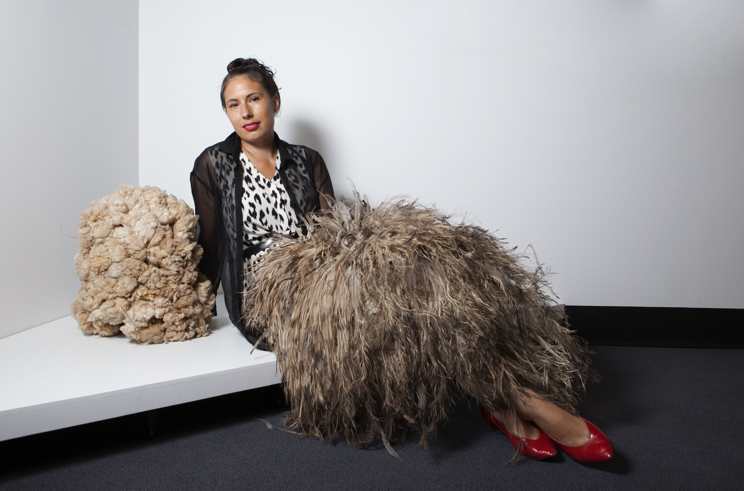 Nicole Monks and her performance piece, We are all animals , which won the Wandjuk Marika Memorial 3D Award (sponsored by Telstra) 