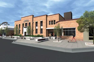 2 Capitalising culture: Horsham Regional Art Gallery’s rural renaissance: Jarrod Rawlins Horsham Regional Art Gallery (HRAG), Wilson Street elevation, artist’s impression. image courtesy HRAG