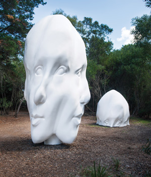 8 Sculpture in the bush: Surveying ‘The McClelland’: Sasha Grishin Sonia Payes, Re:Generation , 2014, fibreglass, UV stable gelcoat; 3 elements: 500 x 230 x 230cm; 250 x 230 x 230cm; 125 x 230 x 23cm; image courtesy the artist and McClelland Sculpture Park & Gallery, Langwarrin. photo: Mark Ashkanasy