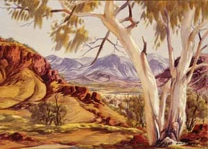 8 When the wind changed: ‘Albert Namatjira’ at the Araluen Arts Centre, Alice Springs, 1984: JOANNA MENDELSSOHN Albert Namatjira, Mt Hermannsburg, Finke River , c. 1948, watercolour, over pencil; 36.7 x 53.8cm (image), 37.2 x 54cm (sheet); National Gallery of Australia, Canberra, purchased 1977