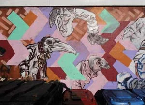21 Dan Maginnity: byrd's eye-view: HANNA HOYNE byrd’s graffiti alley-wall at the Front Cafe, Lyneham; image courtesy the artist and the Front Cafe, Lyneham