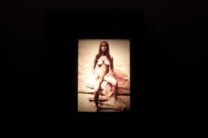 10 Ghost bones: Taboo, MCA, Sydney Image from Framing The Native series, selection of 30 historical images, projected; Anthony d’Offay Collection, London; image courtesy Michael Graham-Stewart