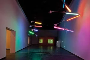 8 NEW12: Australian Centre for Contemporary ArT: AMITA KIRPALANI Installation view NEW12 ; (background): Bennett Miller, Behavioural Ecology , 2012, installation; (foreground): Ross Manning, Spectra and Spectra II , suspended fluro-light and desk-top fan mobiles 9 Australia's story – in zeroes and ones: DENNIS GODFREY