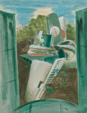 7 Eric Thake: A surrealist at war: PETER PINSON Eric Thake, Japanese wreckage, Penfoei airstrip, Timor , 1945, gouache, pencil on paper, 51 x 39.6cm. image courtesy the Australian War Memorial, Canberra