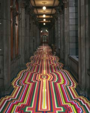 4 An evocation of desire: Juliana Engberg and the 19th Biennale of Sydney: CHLOE WOLIFSON Jim Lambie, Zobop (Fluorescent) , 2006, vinyl tape, dimensions variable; installation view, La Colección Jumex, México, Museo Nacional de Arte, 2008; La Colección Jumex; image courtesy the artist and The Modern Institute/Toby Webster Ltd, Glasgow; photo: Francisco Kochen