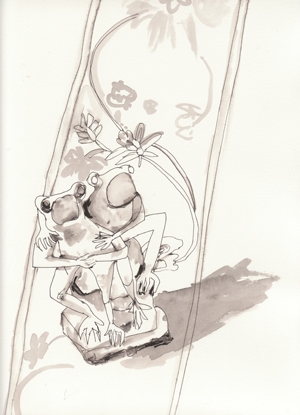 6 Out of Hill End: LENI SHILTON The singing frogs , 2013, ink on paper, 22 x 32cm