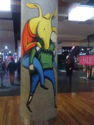 9 Notes on the commodification of street art: CDH Work by Kaffeine in Melbourne Central shopping centre, 2012