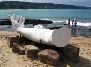 3 Stelarc: ASHLEY CRAWFORD Stelarc, Ear on Arm , 2011, installation view Lorne Sculpture 2011. Image courtesy the artist and Scott Livesey Galleries, Melbourne