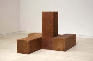 16 Close to Zero: ADRIAN CLEMENT Carl André, The way north, south and west , (uncarved blocks), 1975, Western red cedar, 4 units: 30.5 x 30.5 x 91.5cm each, 91.5 x 1 22 x 152.5cm overall; copyright Carl Andrew, John Kaldor Family Gallery, Art Gallery of NSW