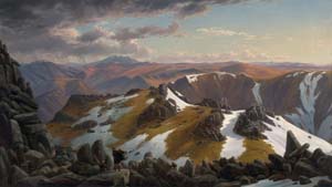 22 Eugene von Guérard: Nature Revealed: PATRICK HUTCHINGS North-east view from the northern top of Mount Kosciusko, 1863. Collection: National Gallery of Australia, Canberra