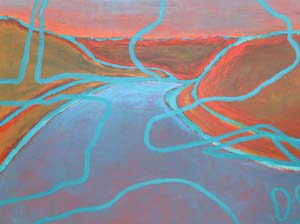 5 Yangtze Tears from Beiirrinba Blood: TESS ALLAS Mapping Beiirrinba , acrylic on canvas, 2004, 120 x 160cm. All images are of work by Frances Belle Parker; image courtesy the artist