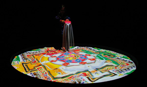 5 art in the age of nanotechnolog: URSZULA DAWKINS Victoria Vesna and James Gimzewski, Nanomandala , 2010, video projection in collaboration with monks of the Gaden Lhopa Khangsten Monastery, India; sound by Anne Niemetz. Image courtesy the artists