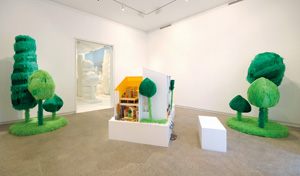 2 Kathy Temin: Forest of memories, NATALIE KING My House, 2005, mixed media and DVD; 3 parts: 163 x 170 x 130cm; (house) 250 x 120 x 120cm; (trees) 210 x 120 x 120cm. Commissioned by the Australian Centre for Contemporary Art for New 05. Installation view, Heide Museum of Modern Art, Melbourne 2009.