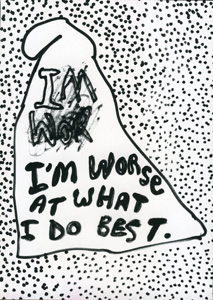 5 West is When is West: A Trip Report, JOHN VON STURMER Tom Polo, cover image for exhibition catalogue, I’m Worse At What I do Best ; also the image for the (scrunched-up) exhibition invitation.