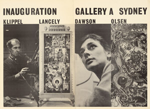 7 Gallery A Sydney 1964–1983: DAVID PESTORIUS Poster for the inauguration of Gallery A Sydney, 1964. Gallery A Sydney archive