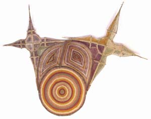4 Saltpan to Skyscraper: the 2008 TOGART Contemporary Art Award (NT): VAL CLARK MARINA MURDILINGA, DIRDBIM (MOON DREAMING), 2008, PANDANUS SPIRALIS, BAMBOO AND NATURAL DYES. COURTESY THE ARTIST AND MANINGRIDA ARTS AND CULTURE
