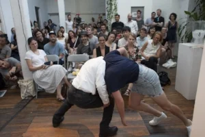 14 Alicia Frankovich and Tehching Hsieh: Well-matched in Brooklyn: Macushla Robinson, New York Alicia Frankovich, Bisons , 2010– , performance documentation; performance piece by Alicia Frankovich performed with Tehching Hsieh, International Studio & Curatorial Program, New York, 26 July 2016; image courtesy the artist