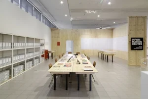 10 Diversionary tactics: Mike Parr at the NGA: Bree Richards, Canberra Mike Parr, Information Centre, 2016, install view as part of ‘Mike Parr: Foreign Looking’, National Gallery of Australia (NGA), Canberra, 2016; image courtesy the artist and NGA, Canberra; photo: Lisa Mattiazzi
