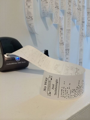 5 Textual poetics in this small corner: Caren Florance, Canberra Geoff Hinchcliffe, DaDa Visualisation , 2014, thermal receipt printer, paper, website, dimensions variable; image courtesy the artist