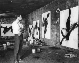 10 Letter: Masters of the Dancing Brush: Peter Upward 1932 – 1983: PENELOPE UPWARD Peter Upward in his Brougham St studio, Woolloomooloo, Sydney, 1961, before his painting New Reality (now in the Art Gallery of NSW). An old friend, Howard Smith, owned this place