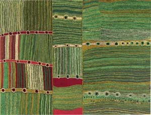 3 Culture Warriors, the inaugural National Indigenous Art Triennial: CARLY LANE, IAN MCLEAN AND JOHN CARTY, Canberra Maringka Baker, Pitjantjatjara people, Kuru Ala , 2007, acrylic on canvas. National Gallery of Australia, Canberra. © Maringka Baker