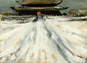 8 Something to smile about in Beijing: CLAIRE ROBERTS   Zhang Wei,  The Hall of Supreme Harmony, [Forbidden City],  1976, oil on paper. Reproduced courtesy Zhang Wei