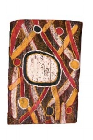 9 Yingarti Jilamara: The art of the Tiwi Islands: JEREMY ECCLES,  Adelaide    Tjamalampua, [Milikapiti, Melville Island],  Bushfire woman at Turiturina,  1954, ochres on bark. South Australian Museum, Adelaide