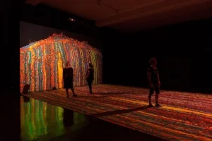 11.Cerebral spheres: ‘Light Geist’ at Fremantle Arts Centre: Andrew Frost, Perth Ngamaru Bidu and Sohan Ariel Hayes, Walyja Ngurra, 2016, installation view, Fremantle Arts Centre, 2016; 4-channel video projection with 4.1 soundscape, 21 minute loop; image courtesy Fremantle Arts Centre; photo: Eva Fernandez
