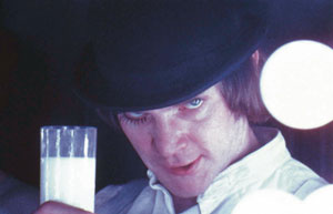 2 Inside the mind of Stanley Kubrik: JOHN CONOMOS A Clockwork Orange (GB/USA 1970-71). Alex DeLarge (Malcolm McDowell) in the Korova Milkbar. Copyright Warner Bros. Entertainment Inc. In Stanley Kubrick: Inside the mind of a visionary filmmaker at the Australian Centre for the Moving Image, Melbourne, from 25 November 2005 to 29 January 2006