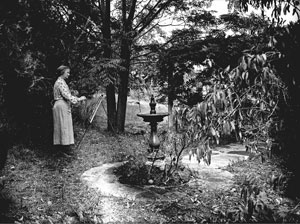 1 Margaret Preston: Art and life: BRUCE ADAMS Margaret Preston in her garden at Berowra, 1937. Photo F J Halmarick, Fairfaxphotos