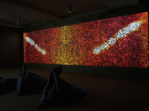 7 Notes on perception: Gordon Bennett and Daniel Boyd: Tim Walsh, Brisbane The Green Room : Daniel Boyd, exhibition install view, Institute of Modern Art, Brisbane, 2016; image courtesy and © the artist and Roslyn Oxley9 Gallery, Sydney; photo: Carl Warner
