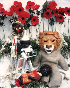 7 'My, sir does know what he wants': REX BUTLER Destiny Deacon, Oz games - under the spell of the tall poppies , 1998/2003, light jet print from Polaroid. Courtesy of the artist and Roslyn Oxley9 Gallery A survey exhibition Destiny Deacon: Walk & don't look blak was at the Museum of Contemporary Art, Sydney, from 26 November last year to 30 January this year 8 Scoping our SCAPE: Assessing the Third Biennial in Christchurch: JOHN HURRELL Reuben Paterson, Whakatata mai: Do you see what I see? , 2004, installation at Riccarton House & Bush, Putaringamotu, shown in SCAPE: From a different angle . Courtesy of the artist