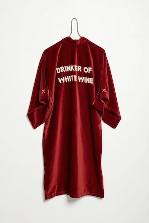 2 October in The Galleries: Chloé Wolifson Caz Haswell, Drinker of White Wine , 2017, velvet, cotton and metallic thread, steel rod, 129 x 120cm; image courtesy the artist and Flinder's Street Gallery, Sydney