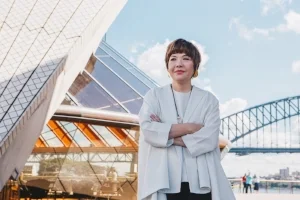2 Inhabiting complex currents and contexts: mami kataoka in conversation with julie ewington   Mami Kataoka, Sydney Opera House, April 2017; image courtesy the Biennale of Sydney; photo: Catherine McElhone