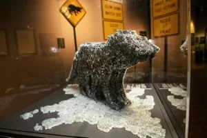 5 Between nature and culture: ‘The Remarkable Tasmanian Devil’ at TMAG: Jan Hogan and Benjamin J. Richardson, Hobart Matt Calvert, Shadow devil , 2017, installation view, 'The Remarkable Tasmanian Devil’, Tasmanian Museum and Art Gallery (TMAG), Hobart, 2018; toughened glass, 50 x 75 x 12cm, TMAG, Hobart; photo: Mathew Farrell