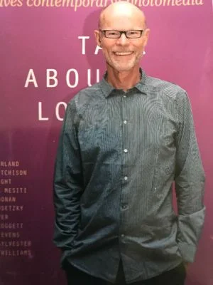 11 Michael Whitworth 1947 – 2017: Candice Bruce Michael Whitworth at the exhibition ‘We used to talk about love’, Art Gallery of New South Wales, Sydney, 2013; image courtesy Candice Bruce