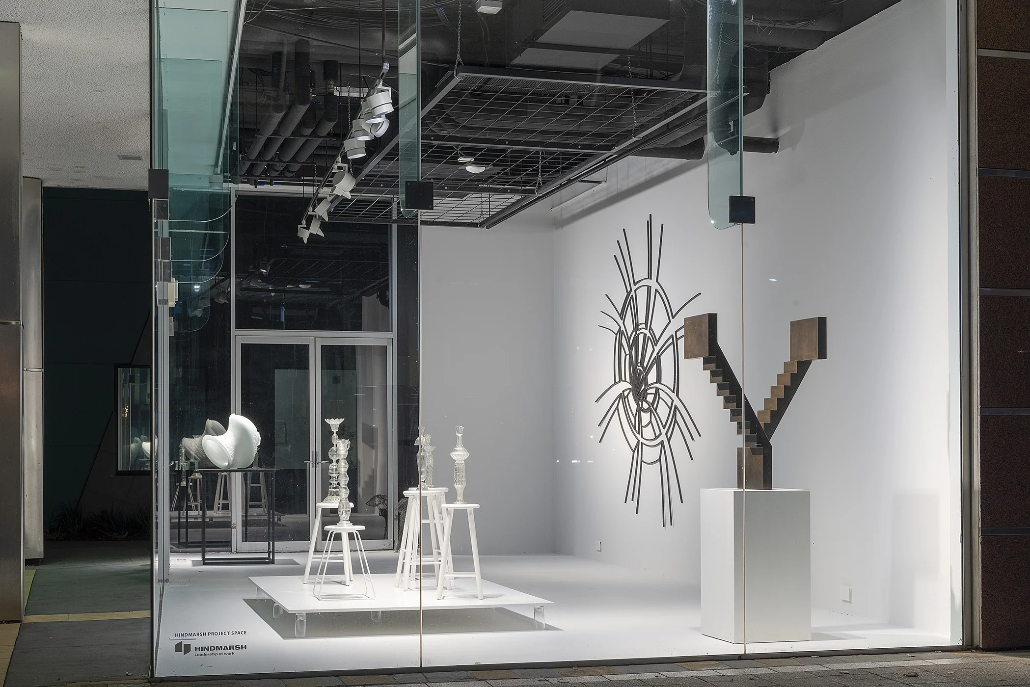 Celebration: 20 years of collecting visual art at CMAG , exhibition installation view featuring the work of (from left): Masahiro Asaka, Neil Roberts, David Jensz and Kensuke Todo; image courtesy CMAG, Canberra; photo: Rob Little, RLDI